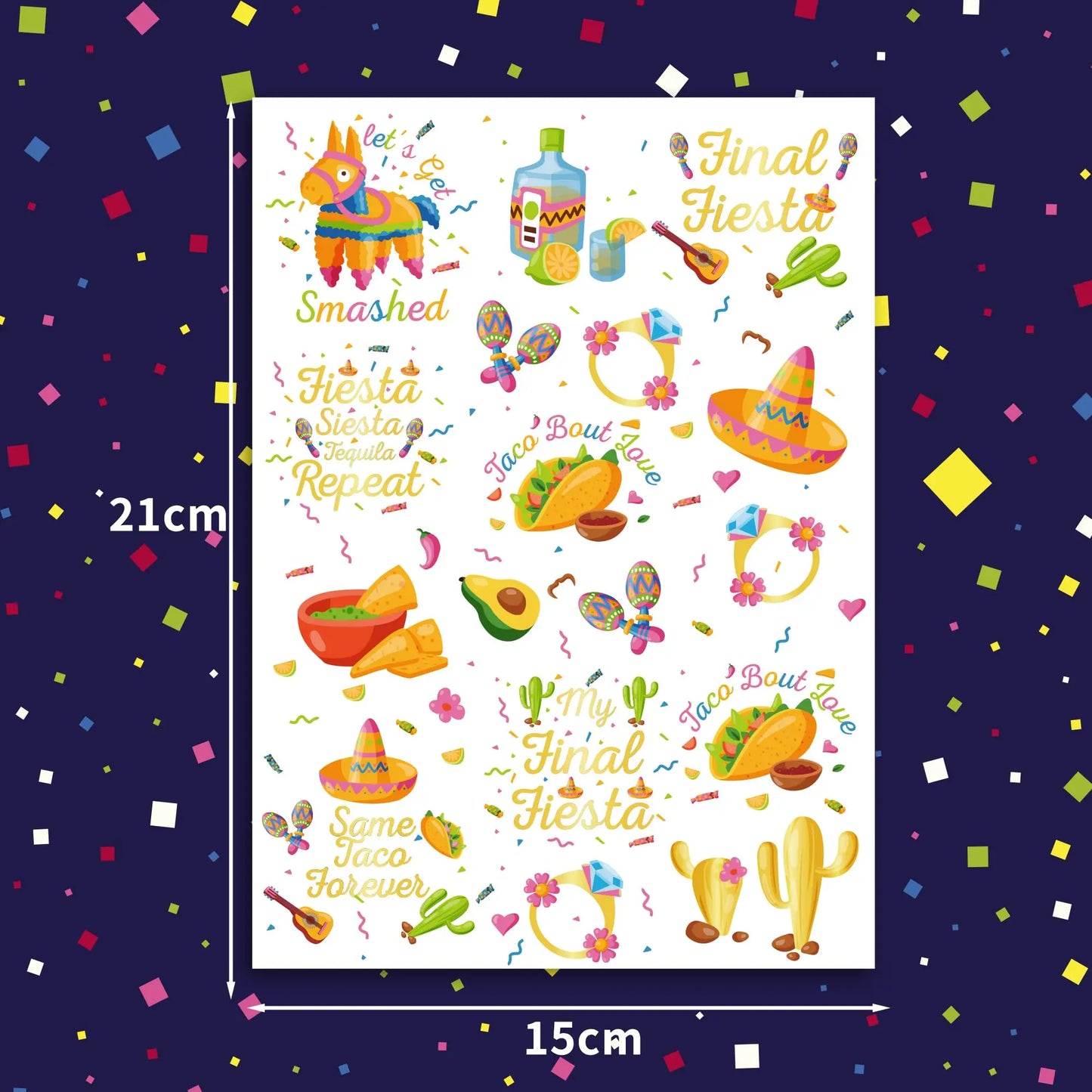 Birthday Party, Final Carnival Single Tattoo - 66 Yellow Bach Party Ornaments Nacho Average Bridal Party Ornaments