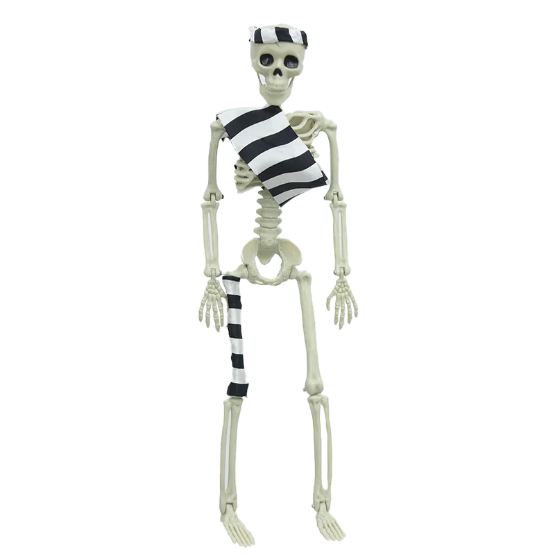 Enfeites de esqueleto para festa de Halloween e Dia dos Mortos, casa mal-assombrada, adereços de plástico para pendurar em corpo inteiro com articulações móveis 