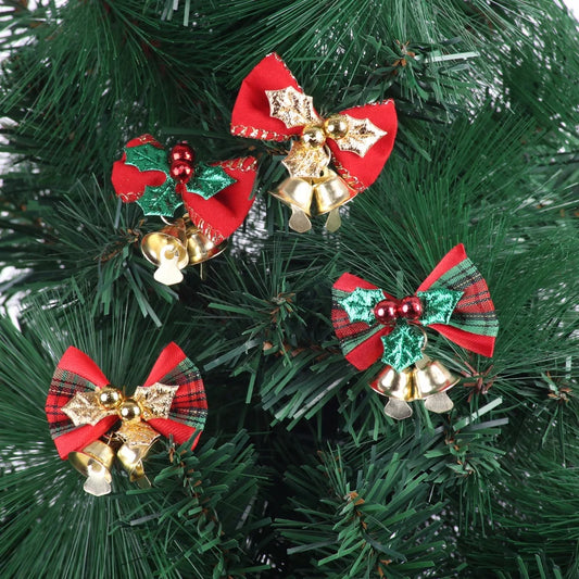 Christmas Party Decorations Mini Christmas Tree Decorations Hanging Bows Christmas Bows with Bells