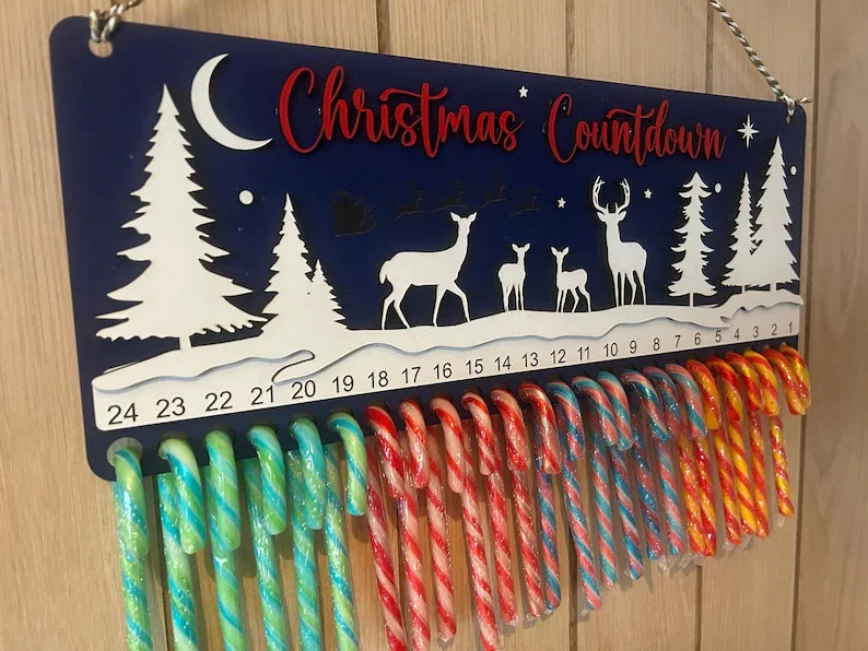 Wooden Crafts, Christmas Ornaments Exquisite Hanging Door Pendant Reindeer Theme Wooden Christmas Countdown