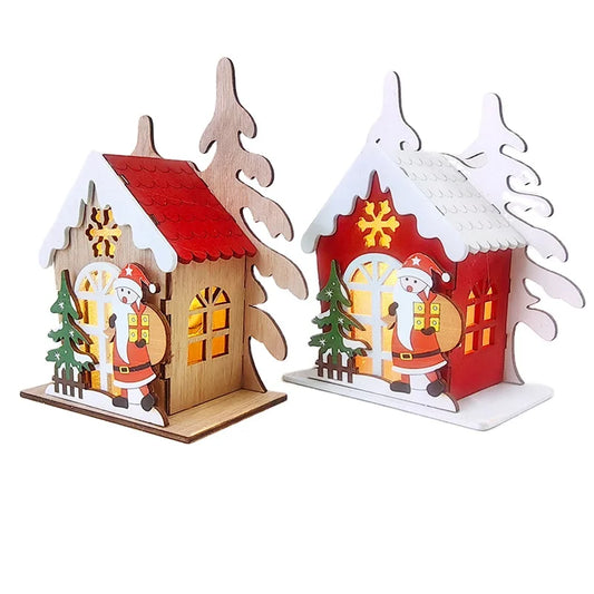 Christmas Ornaments Wooden Light Emitting Diode Light Pendant Festive Party Christmas Gifts Wooden Ornaments