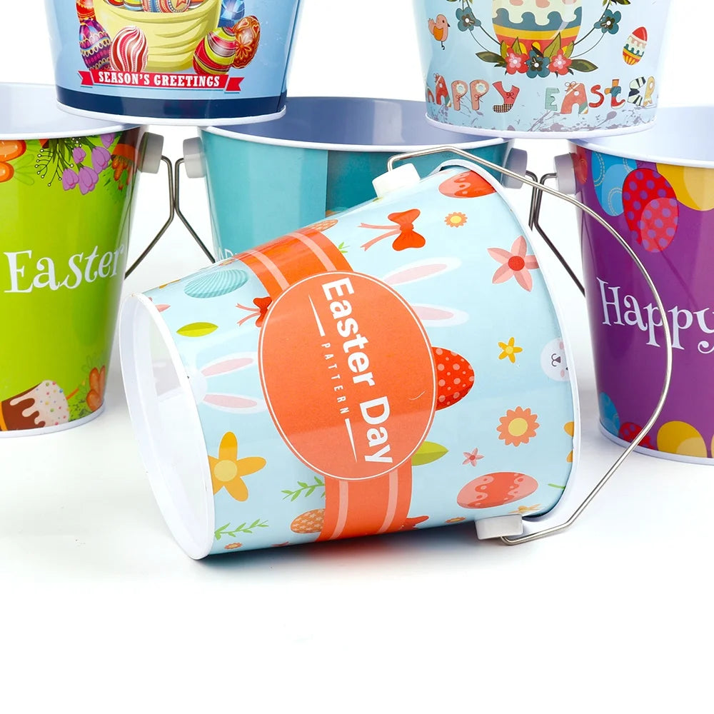 Easter and Thanksgiving 3 Rabbit Barrel Baskets Easter Egg Hunts Gift Baskets Kids Parties Love Easter Metal Barrels