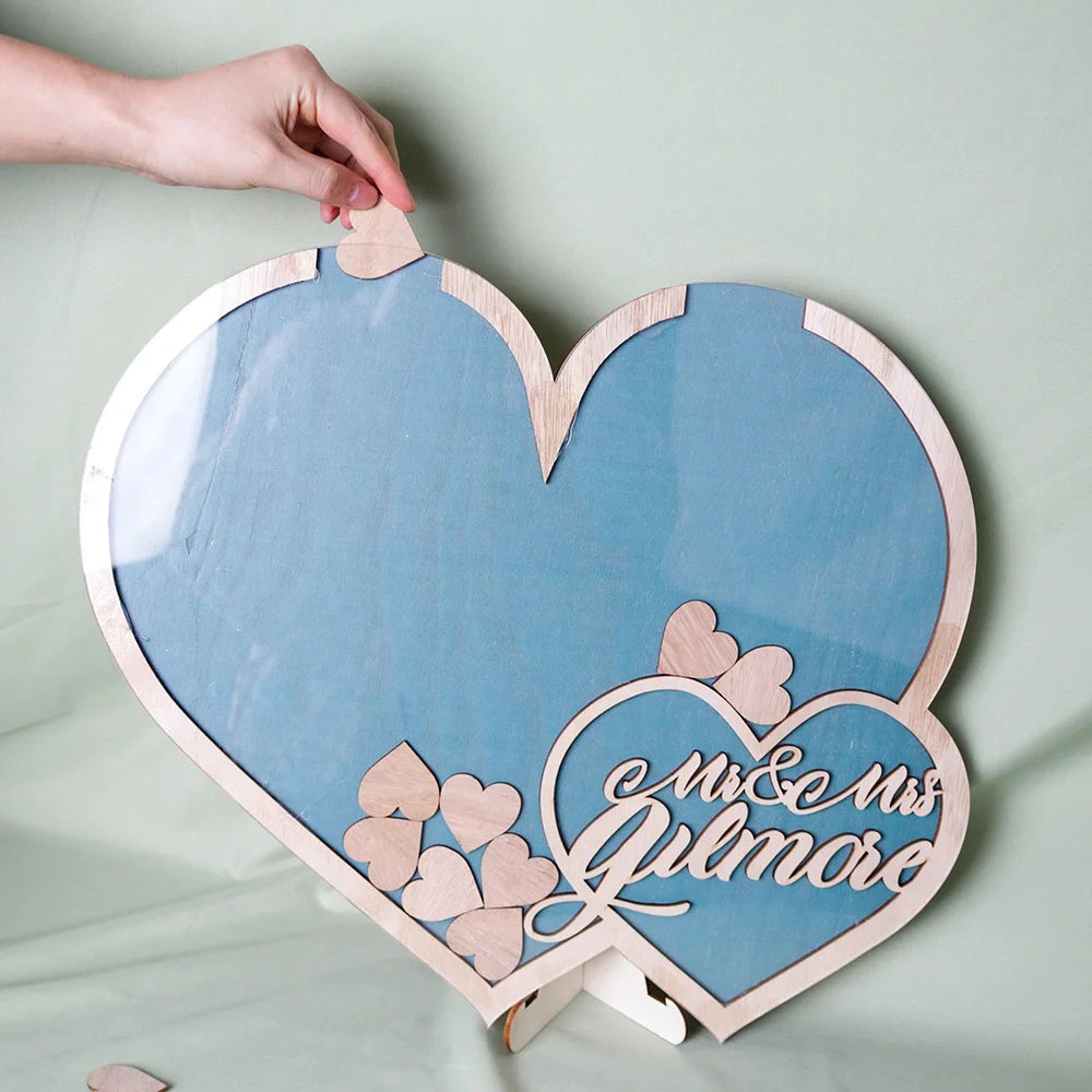 Wooden Crafts, Rustic Sweet Heart Drop Box Wedding Drop Box 3D Guest Book Wooden Box Double Heart Wedding Guest Book