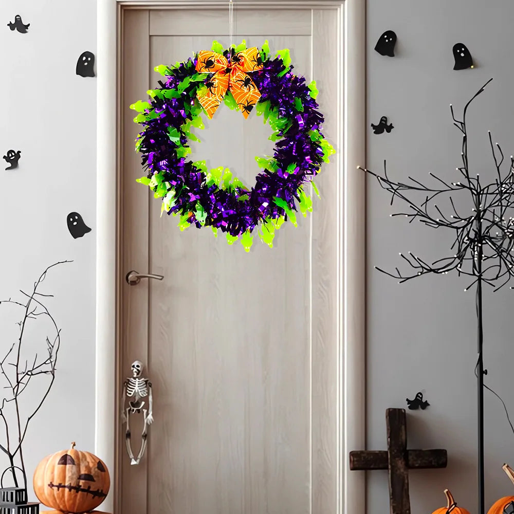 Decoração de Halloween e Dia dos Mortos para Jardim e Pátio, Janela, Anel de Videira, Porta, Cinto de Fome, Laço, Fita, Guirlanda de Lantejoulas, Guirlanda de Halloween 