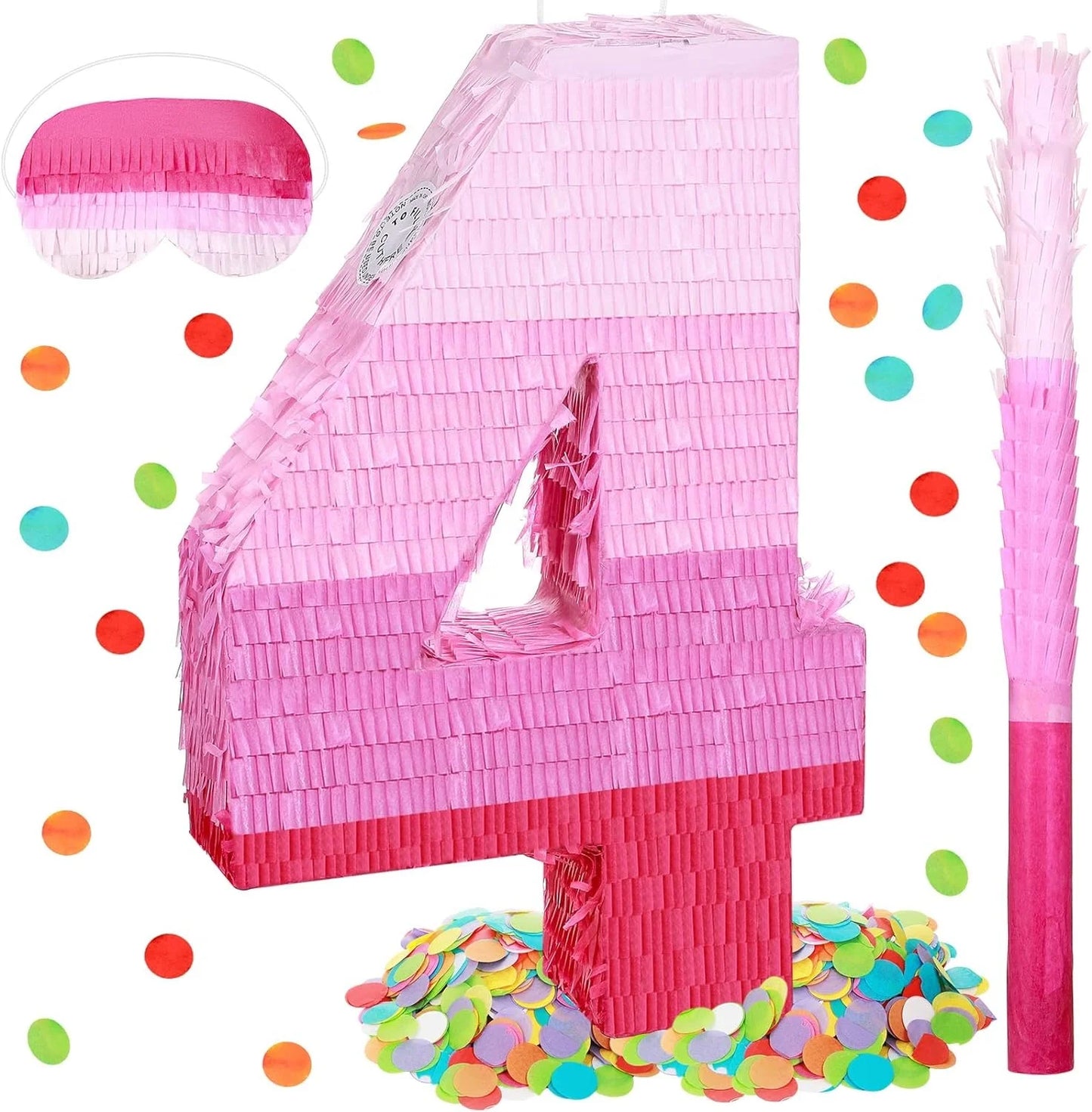 Birthday Party 2 Baby Shower Anniversary Party Ornaments Number Piñata Birthday Piñata gradual change Pink Piñata with blindfold 