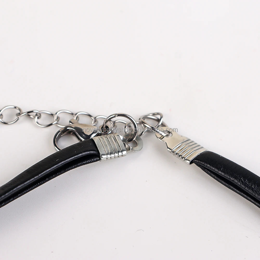 Halloween & Day of the Dead Gothic Cross Necklace Silver Pendant with Black or Red Glass Stone