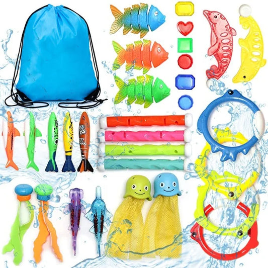 Birthday Party 2 Diving Toys Children's Outdoor Pool Treasure Hunt Diving Fish Seaweed Torpedo Jewelry Children's Water Toy Set