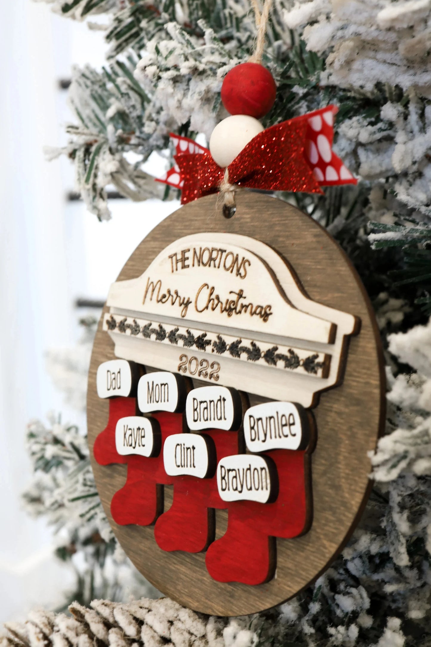 Custom 2024 Family Name Stockings Ornaments Laser Cut Digital Christmas Personalized Ornaments Family Christmas Ornaments