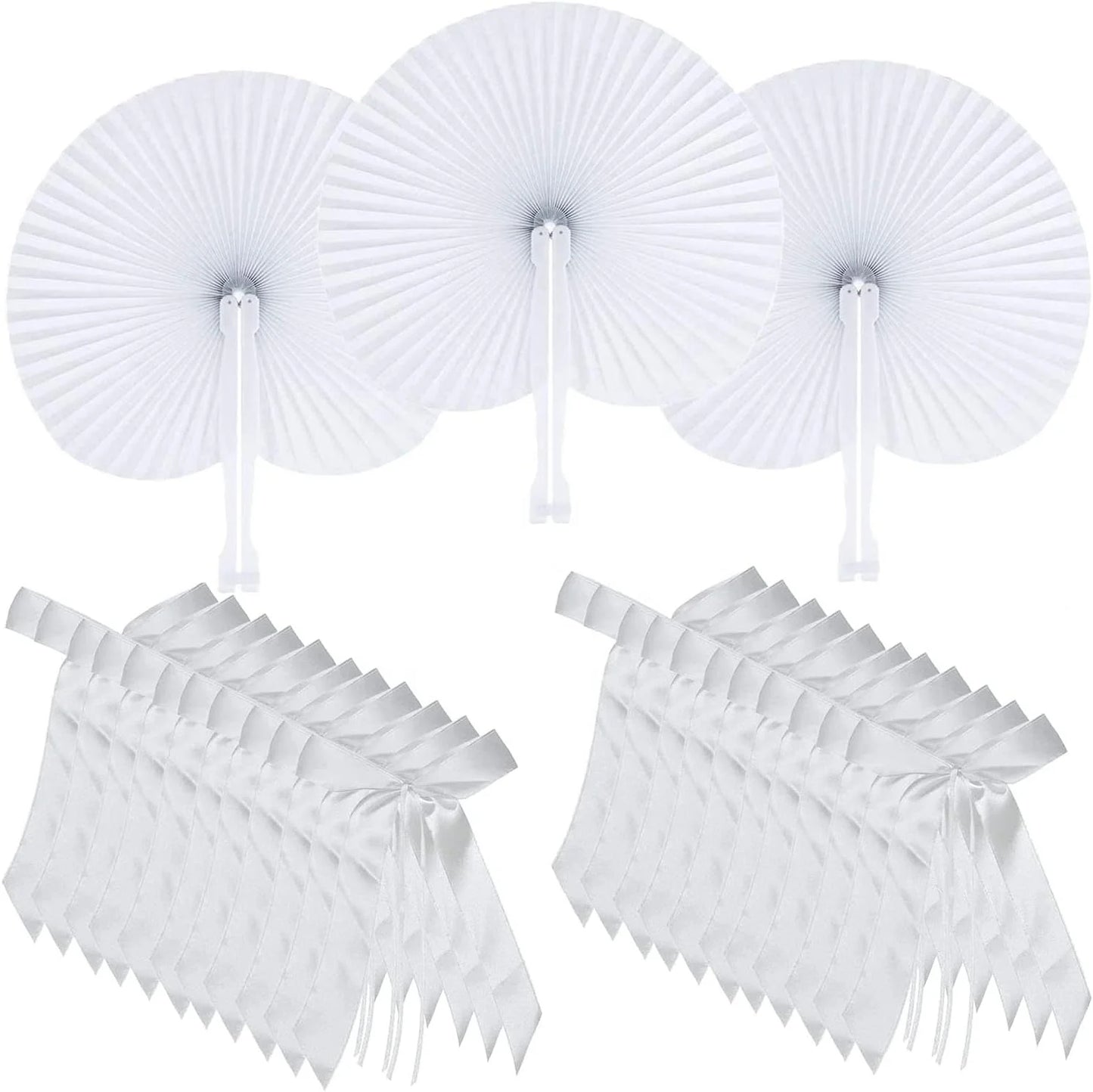 1 Wedding party, wedding decoration set includes 48 bows and 48 hand fans antenna bows car bows with foldable hand fans