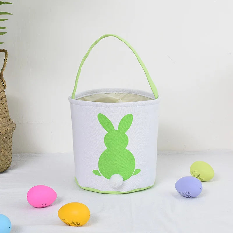 Easter and Thanksgiving 3 Novelty 2025 New Easter Basket Custom Rabbit Tail Egg Decoration Handheld Storage Bucket Easter Party Supplies