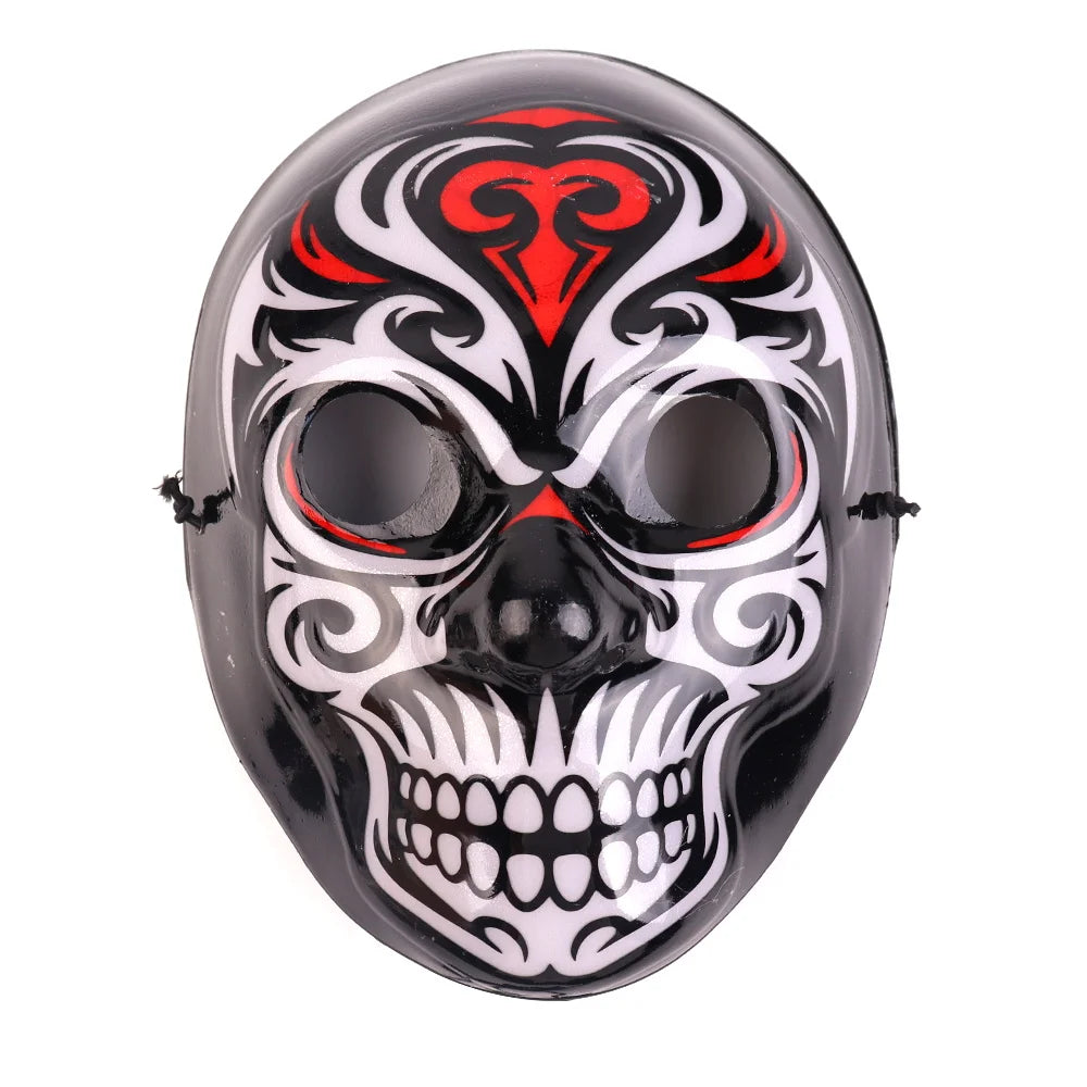 Halloween & Death Day New Halloween Ornaments Monster Glow Mask EL Mask Party Makeup Light Emitting Diode Face Reaper Mask Halloween Party