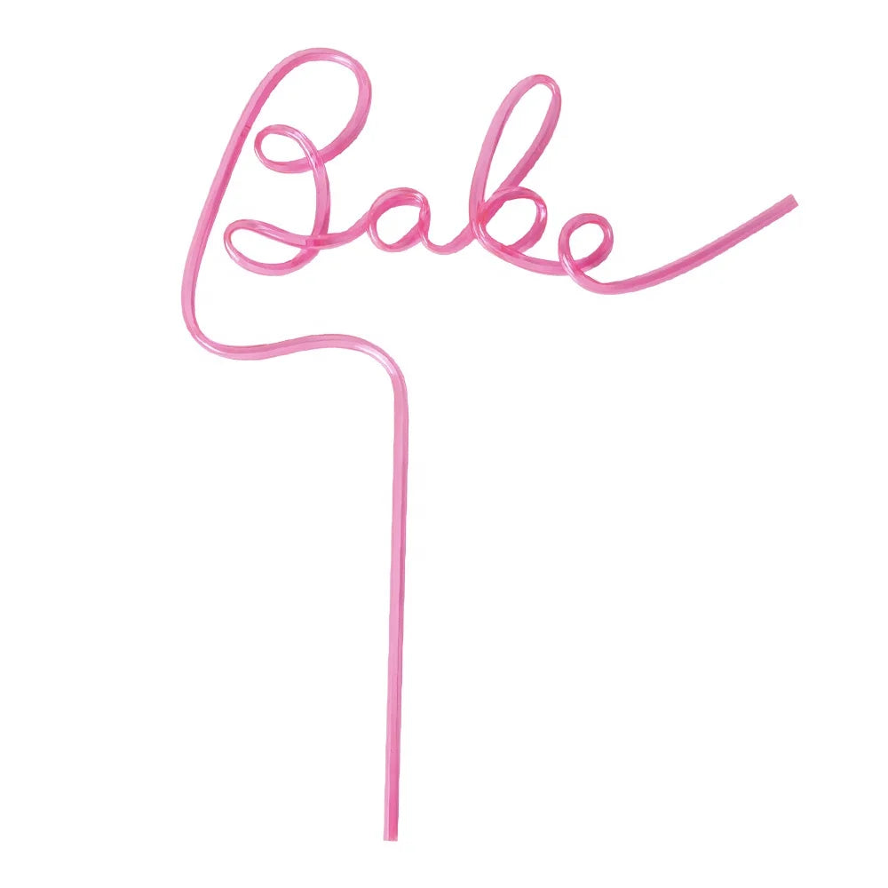 Bachelorette Party 1 Baby Bachelorette Party Crazy XL Pink Baby Straw Reusable Bridal Straw Heart Straw