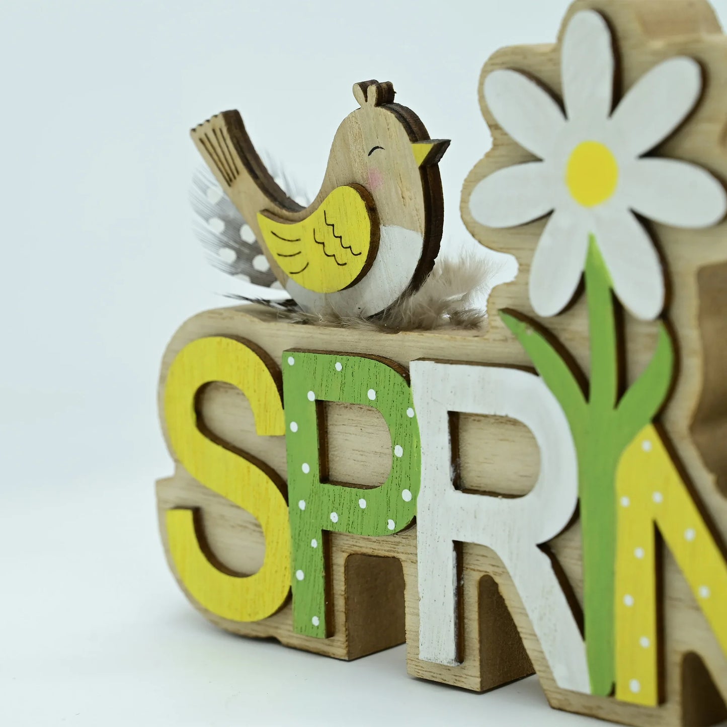 Easter and Thanksgiving 3 Creative Country Home Decor Wooden Spring Sign Tabletop Decor with Chicken Letters, Easter Tabletop Decor