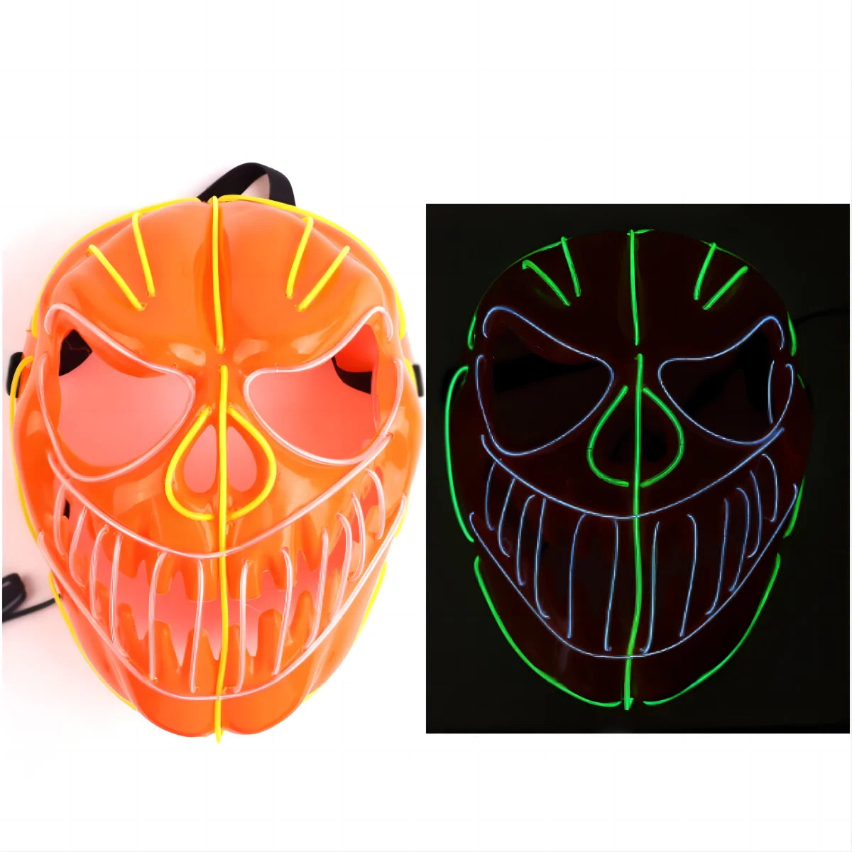 Halloween & Day of the Dead New Halloween Pumpkin Mask Flexible Light Emitting Diode Neon Mask Makeup Facial Lighting Mask Halloween Party Cosplay