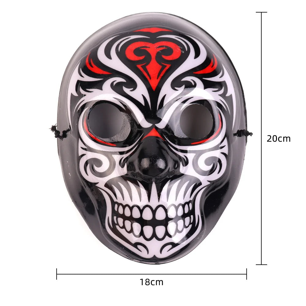Halloween & Day of the Dead Light Emitting Diode Horror Full Face Skull Carnival Halloween Decoration Cosplay Party Lights Props Gifts 3D Light Skeleton Flash Party Mask