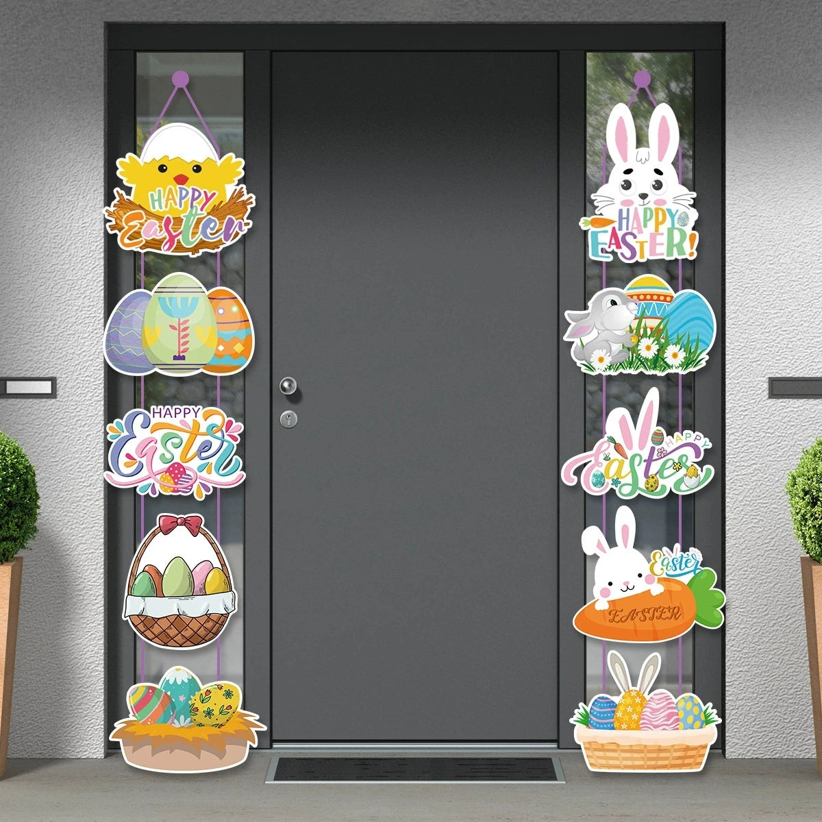 Easter and Thanksgiving 3 Novelty 2025 New Easter Bunny Paper Door Hanger Cartoon Party Ornaments Home Festival Pendant