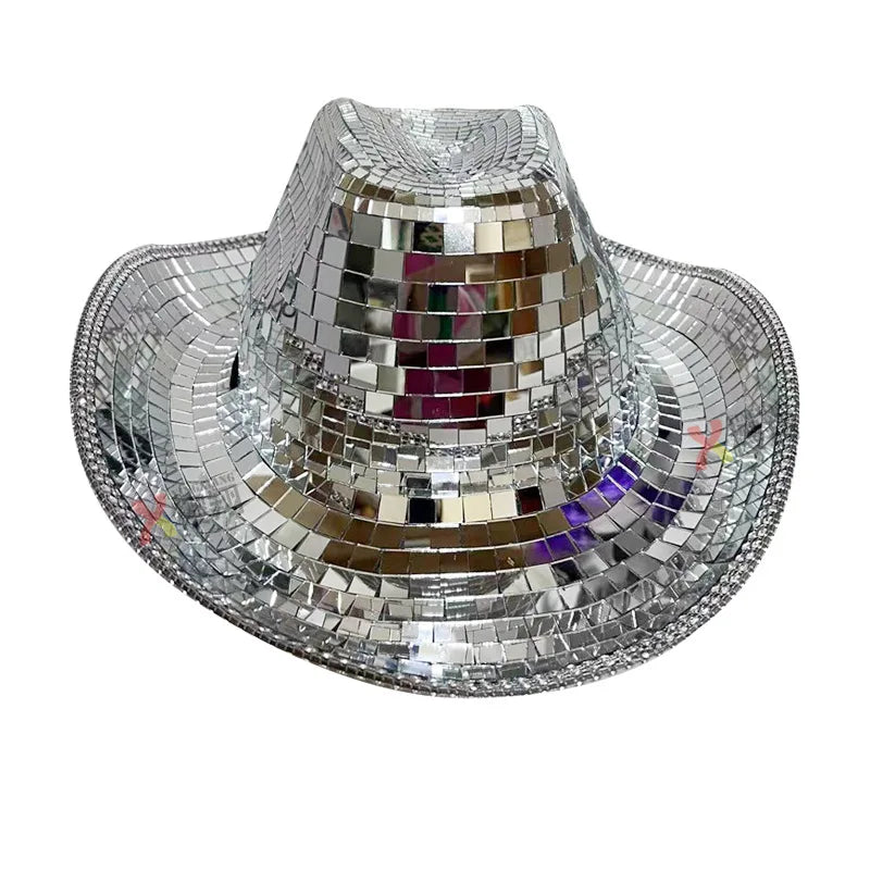 Halloween & Death Day Light Emitting Diode Disco Full Mirror Cowgirl & Boy Hat Birthday Bach Disco Cowgirl Hat Bridal Party Cowgirl Hat