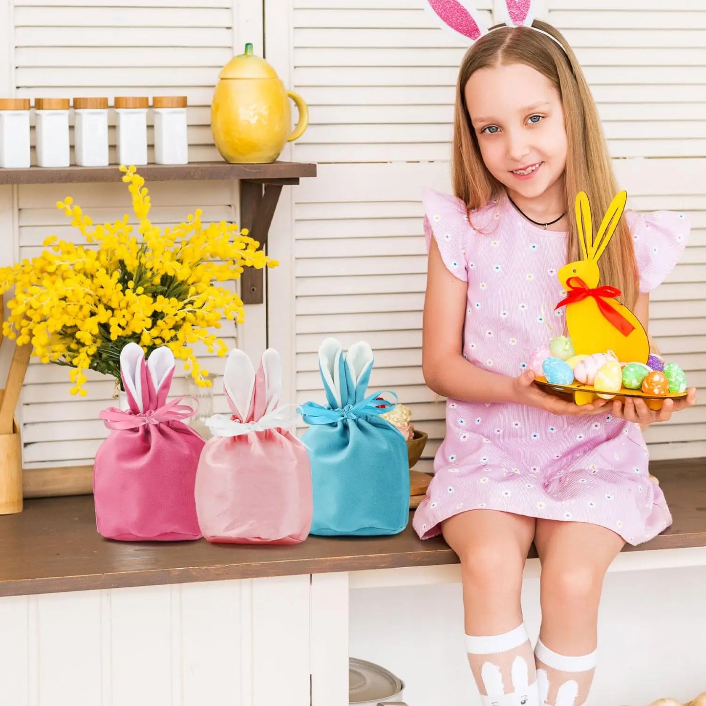 Easter and Thanksgiving 3 Candy Gift Bags Easter Drawstring Candy Gifts Baby Party Supplies Sugar Bags Baby Easter Egg Hunting Bags