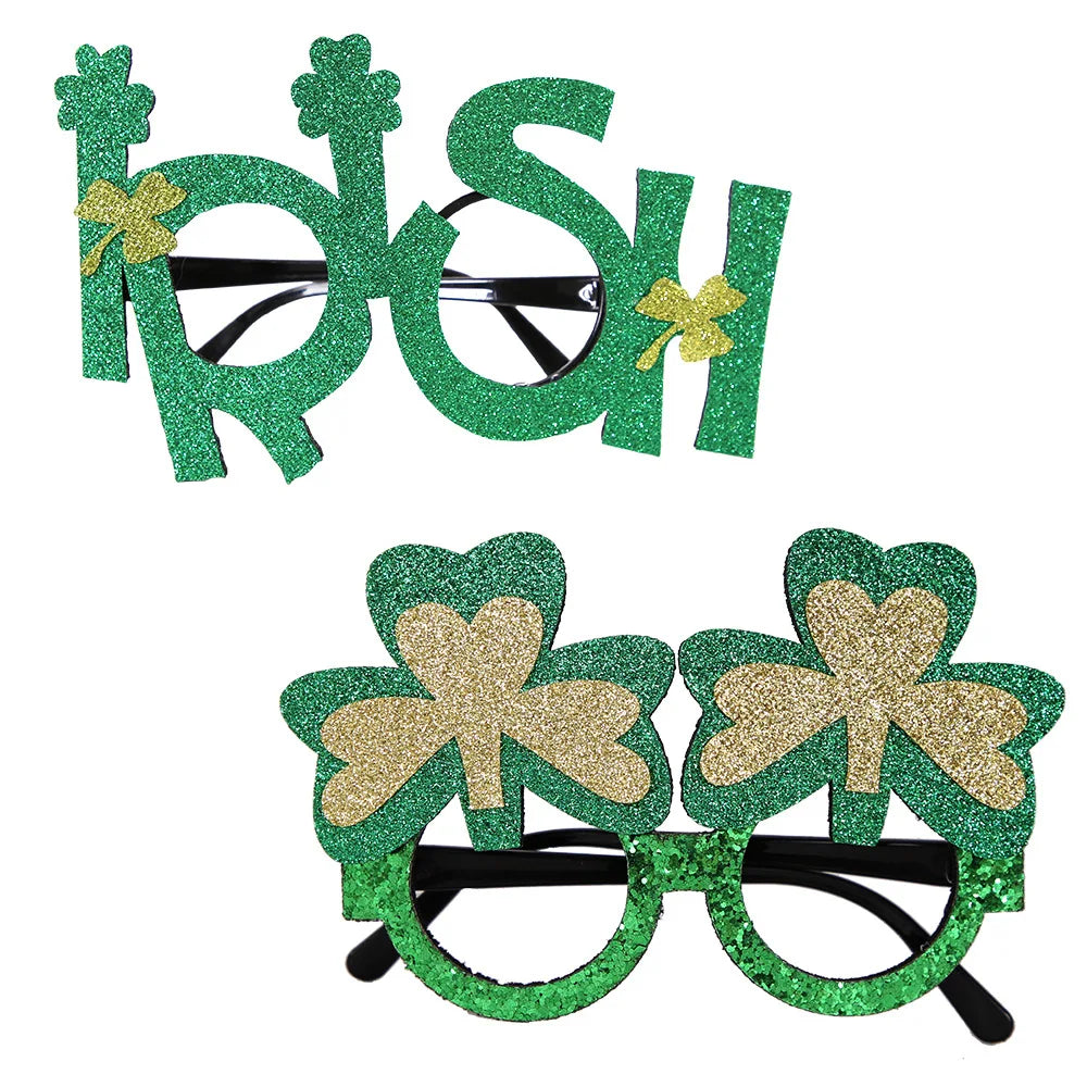 Easter and Thanksgiving 3 Irish Green Shamrock Shamrock Party Love Costume Accessories Eyeglass Frames Selfie Photo Booth Props St. Patrick's Day Glasses