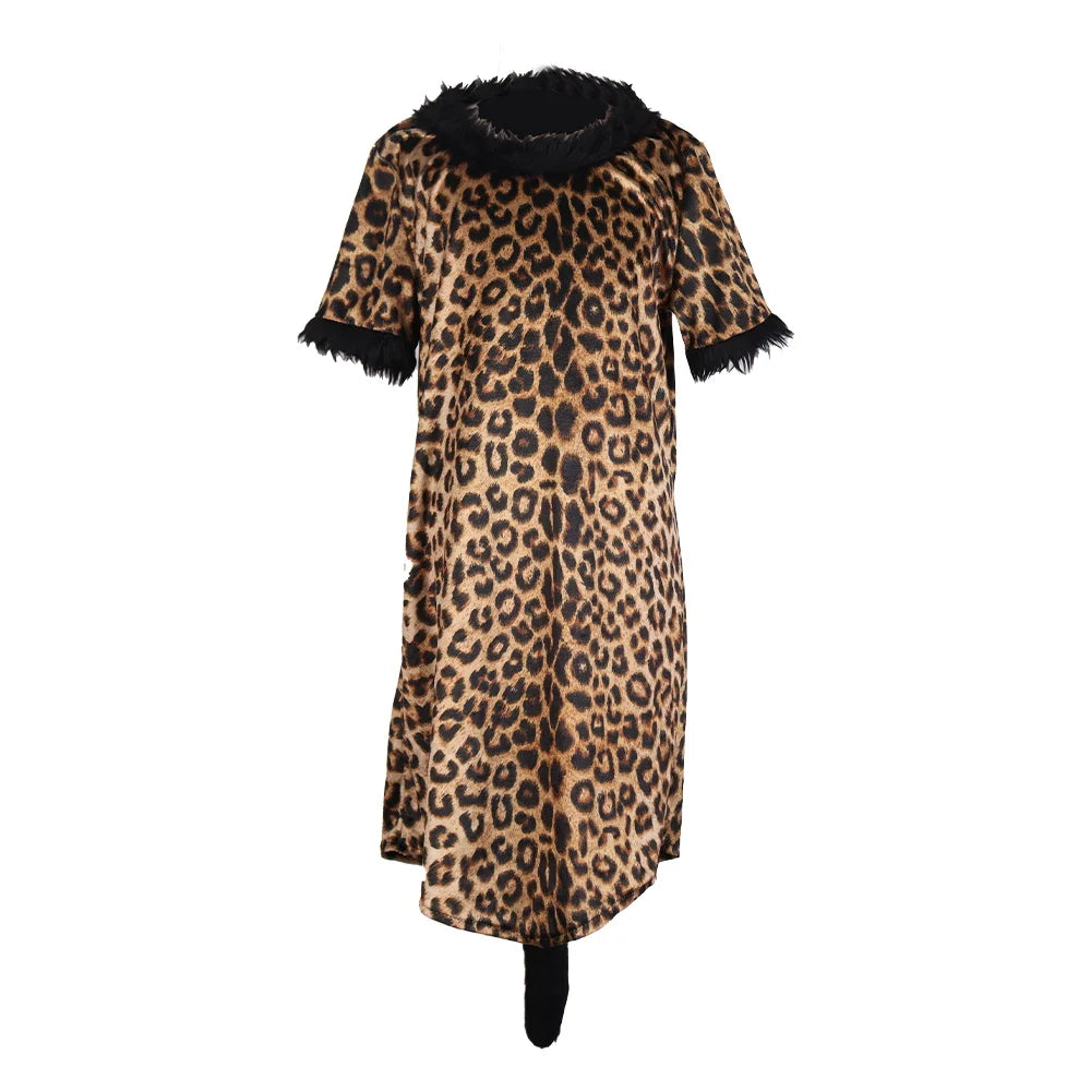 Fantasia de festa de Halloween e Dia dos Mortos, saia de cosplay de leopardo, fantasia infantil, traje personalizado, traje de show de leopardo, cauda 