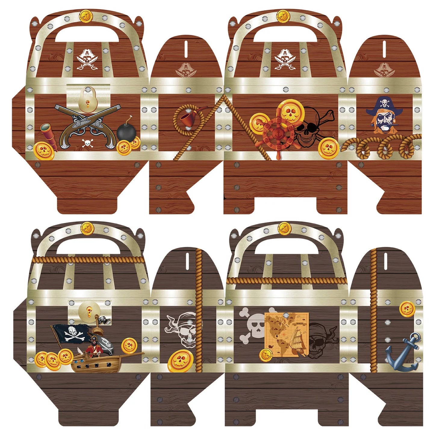 Festa de aniversário 2 peças Sacola de papel de aniversário Tema pirata Festa Caixa de doces personalizada Presente Decoração de festa de aniversário Piratas do Caribe Sacola de presente 