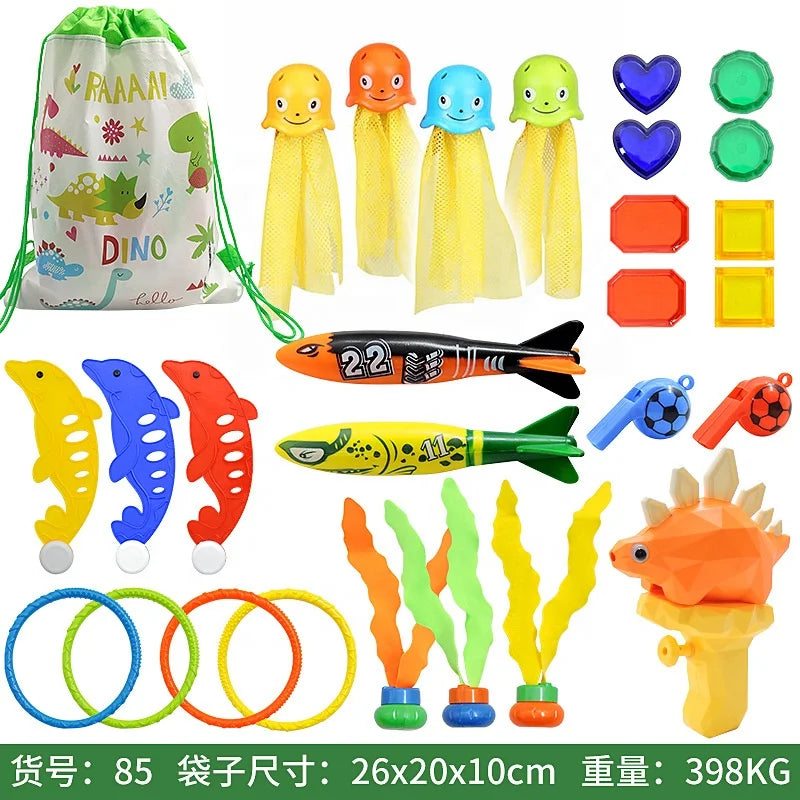 Birthday Party 2 Diving Toys Children's Outdoor Pool Treasure Hunt Diving Fish Seaweed Torpedo Jewelry Children's Water Toy Set