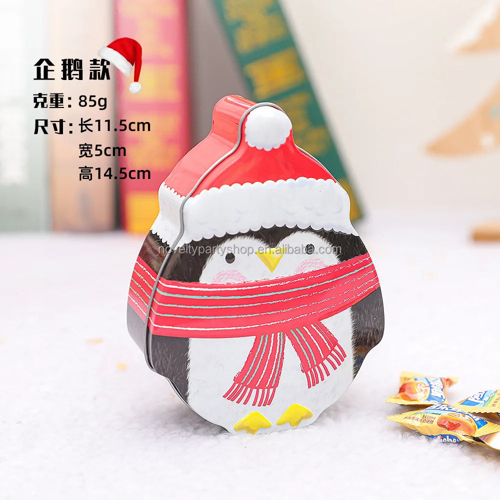 Novelty Christmas Cookie Tools Gingerbread Man Santa and Cartoon Snowman Tin Box Holiday Ornaments Candy Storage