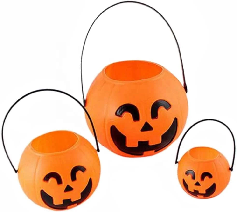 Halloween & Death Day Party Decoration Kids Trick or Treat Portable Plastic Pumpkin Halloween Kids Bucket