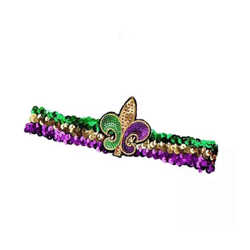 Carnaval Carnival Glitter Cap Beaded Chain Bright Single Side Set Socks New Orleans Dress Up Carnival Costume Accessory Set