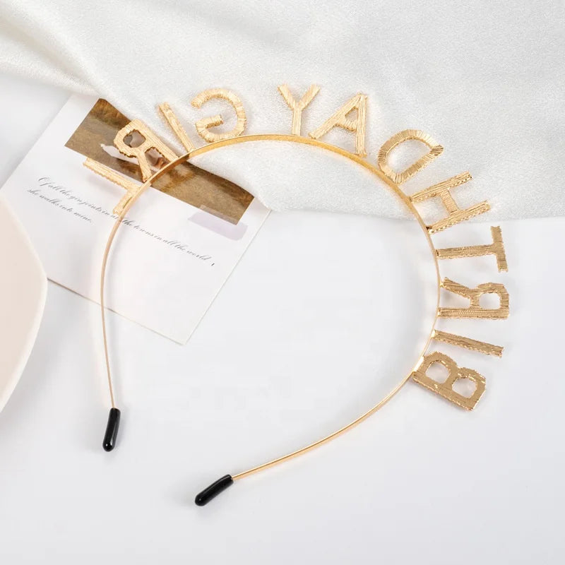 Birthday Party 2 Alloy Birthday Girl Headwear Happy Birthday Gift Rose Gold Rhinestone Party Headband