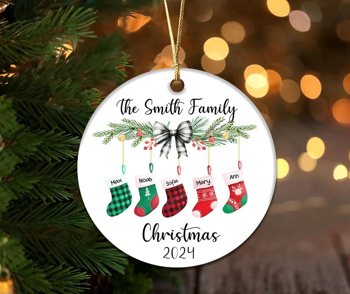 Family Christmas Ornament Personalized Family Stockings Ornament Design Tree Christmas Bundle Ornament Customization