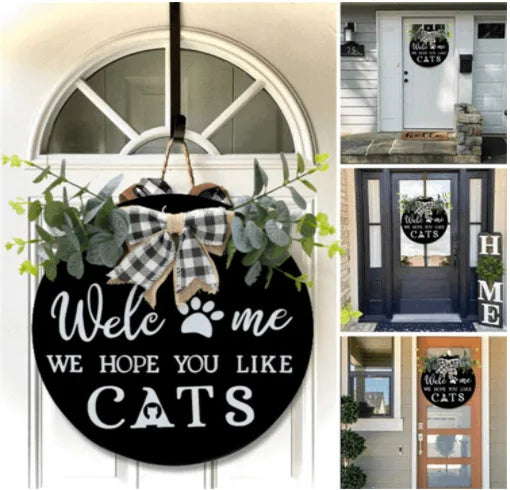 Pet Festival, Poplar Pet Door Sign American Country Welcome Sign Front Door Decoration Custom Home Decoration Wooden Sign