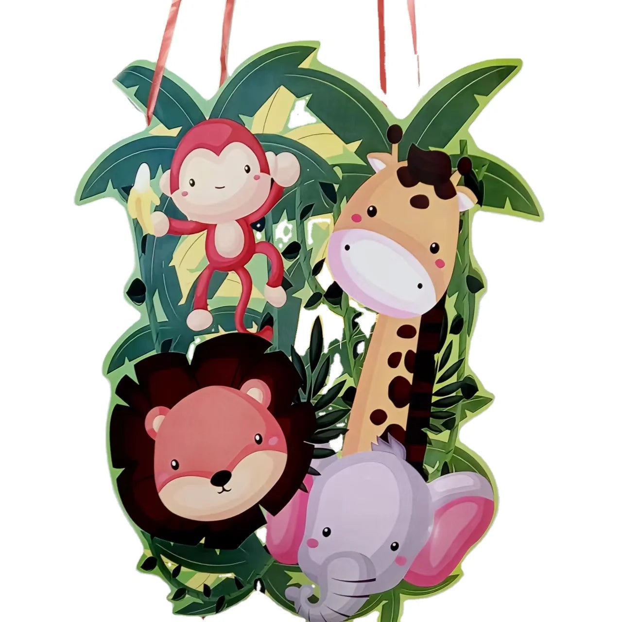 Animal Theme Children Foldable Piñata Charming Happy Decoration Hanging Party Supplies Propz Pulled String Paper Piñata