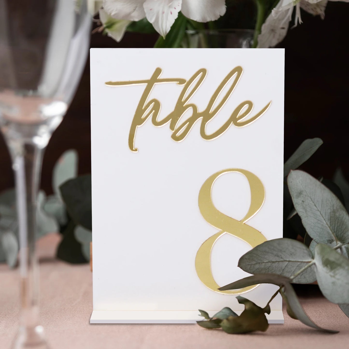 1 wedding party 5 * 7 inch 3D acrylic table number and bracket wedding reception party restaurant ornament gold table number logo