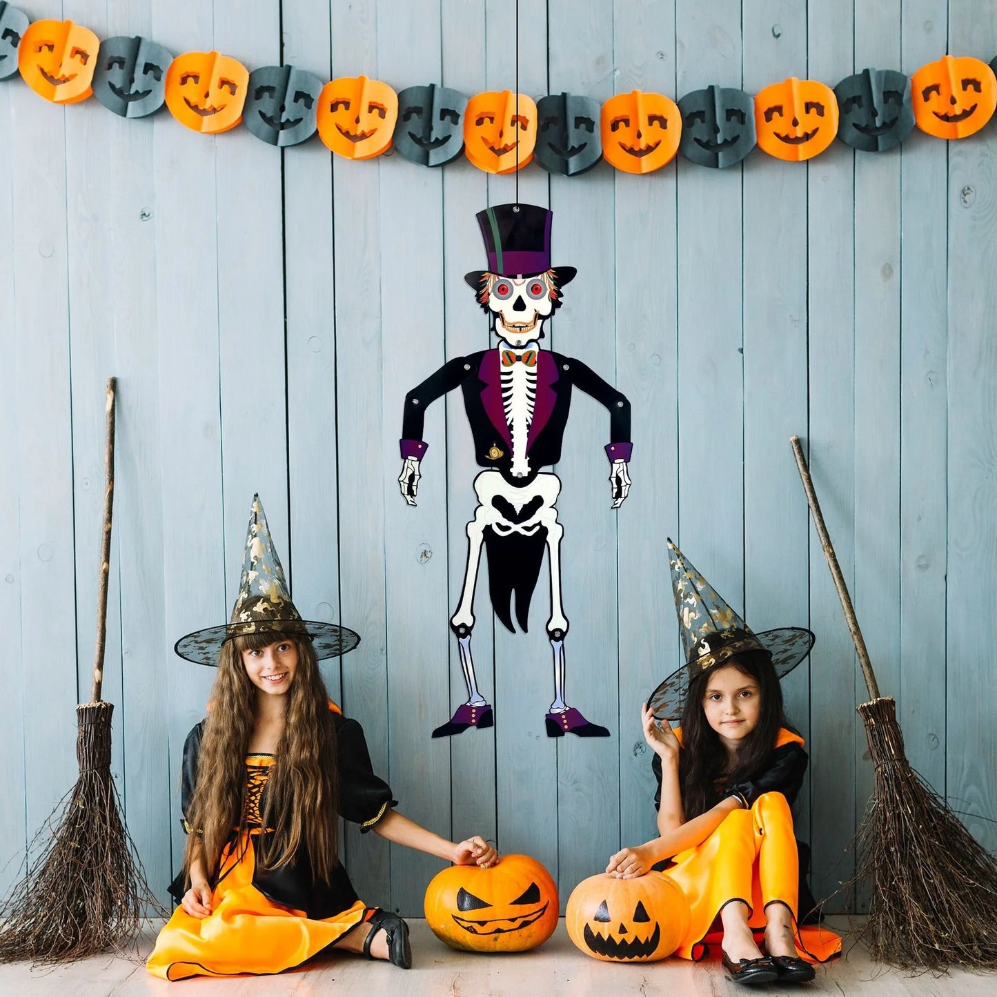 Halloween & Death Day 78 cm Halloween Decor Day of the Dead Party Doors Hanging Props Movable Body Zombie Folding Paper Halloween Gentleman Skeleton