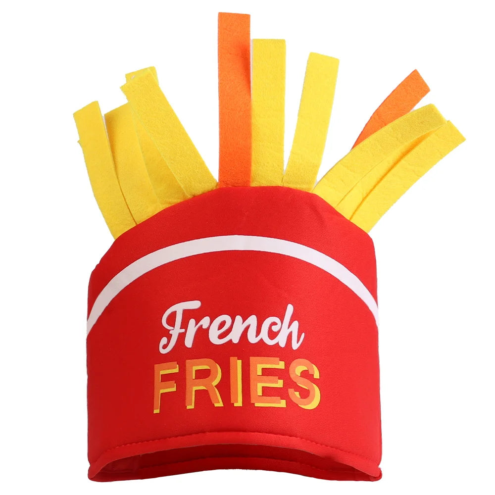 Fantasia de Halloween e Dia da Morte, chapéu frito engraçado, festa de carnaval, chapéu de batata frita, fantasia de cosplay de Halloween 