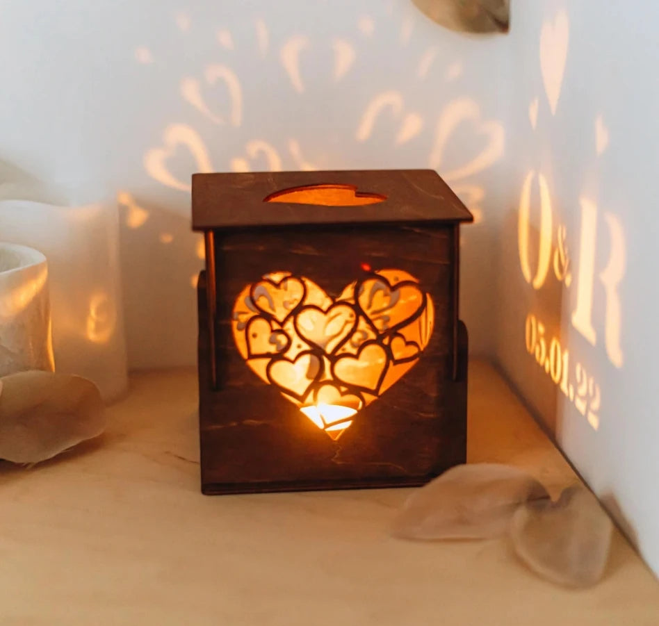 Wedding Party 0 Plywood Home Decoration Balsa Candle Light Decoration Valentine's Day Hollow Wooden Love Box