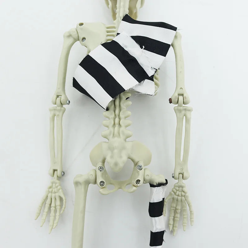 Enfeites de esqueleto para festa de Halloween e Dia dos Mortos, casa mal-assombrada, adereços de plástico para pendurar em corpo inteiro com articulações móveis 
