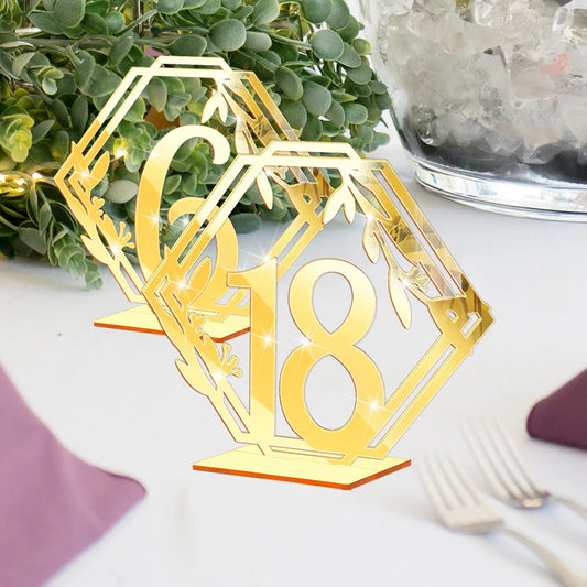 1 Wedding party, custom 3D acrylic wedding table number plate gold and silver mirror placement card and table setting
