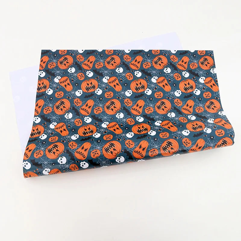 Halloween & Day of the Dead, Wrapping Paper - Cartoon Pumpkin Ghost Bat Pattern, Gift Box Packaging with Coated Art Paper Trick or Treat Party Decoration