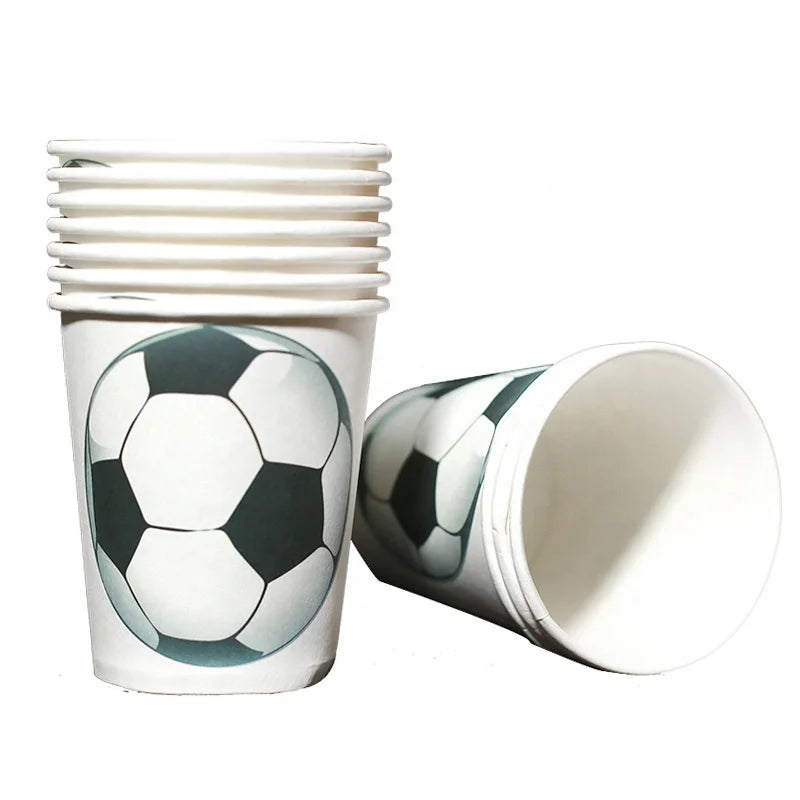 White and black football, football-themed cups, plates, tableware sets, decorations, tableware discounts