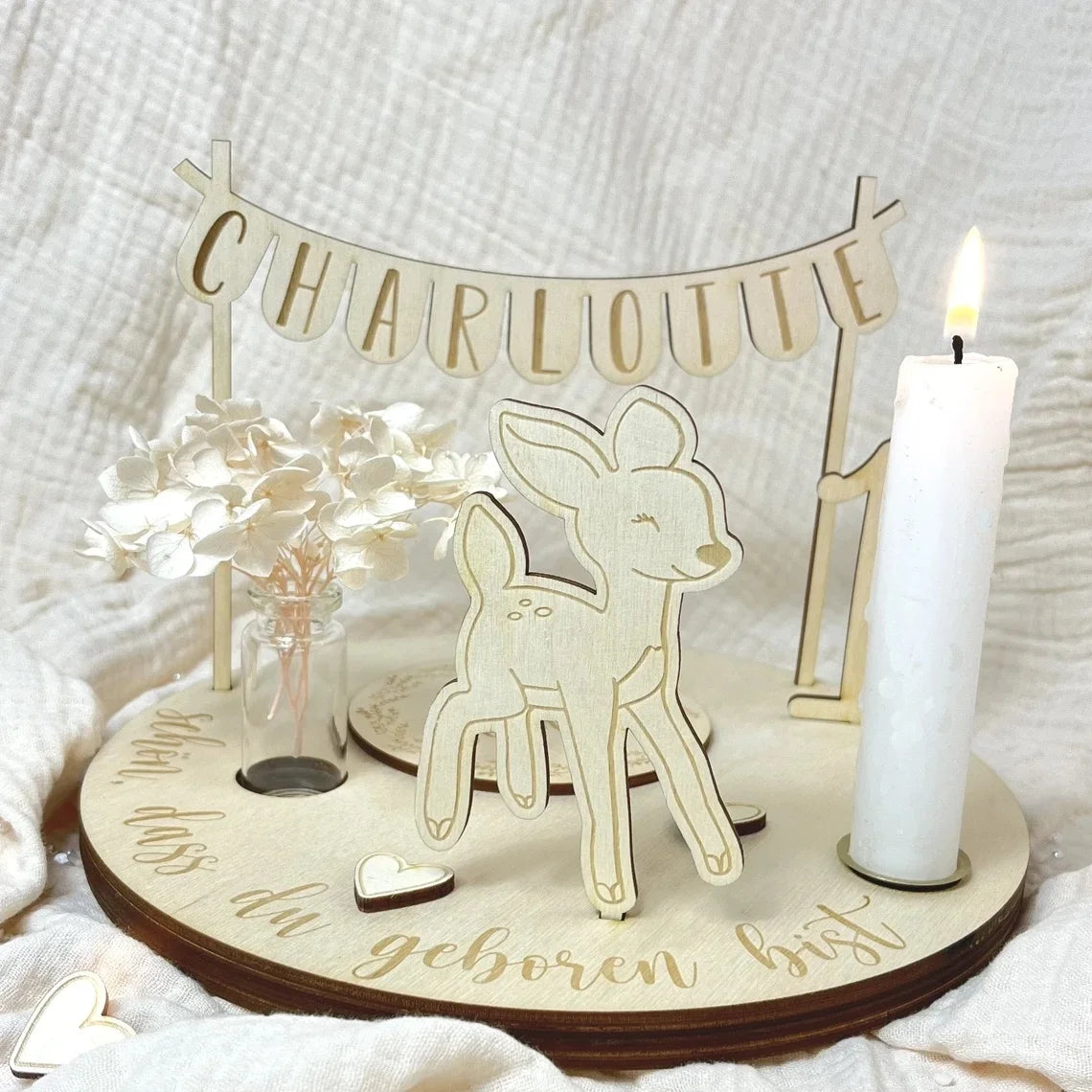 Birthday party 2DIY birthday wreath table decoration set pennant birthday plate personalized birthday plate with vase candle plate