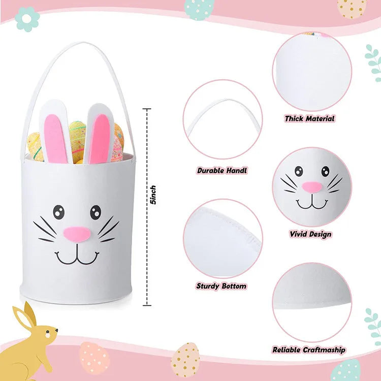Easter and Thanksgiving 3 Novelties Custom Easter Party Decorative Gifts Storage Children's Easter Bucket with Handle Easter Bunny Tote Bag