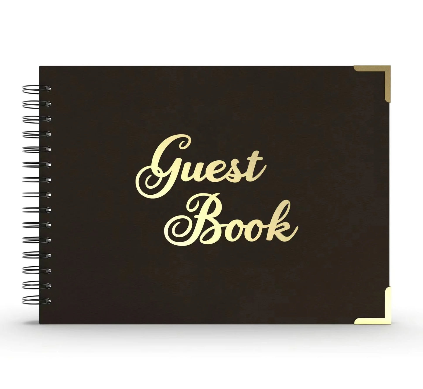 1 Wedding party, wedding black gold edition elegant guestbook hardcover book high quality paper retro guestbook