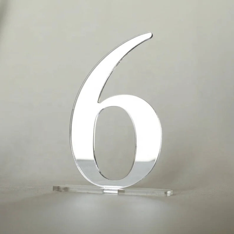 1 Wedding party custom wedding table number mirror acrylic table number logo