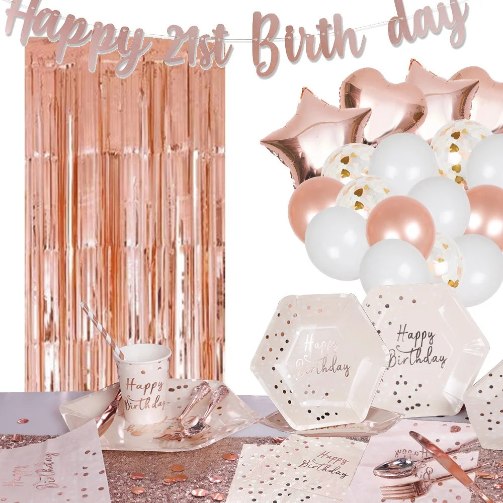 Birthday Party 2 Rose Gold Happy 21st Birthday Banner Wreath 21st Birthday Decoration Finally Hanging 21st Birthday Party Decoration