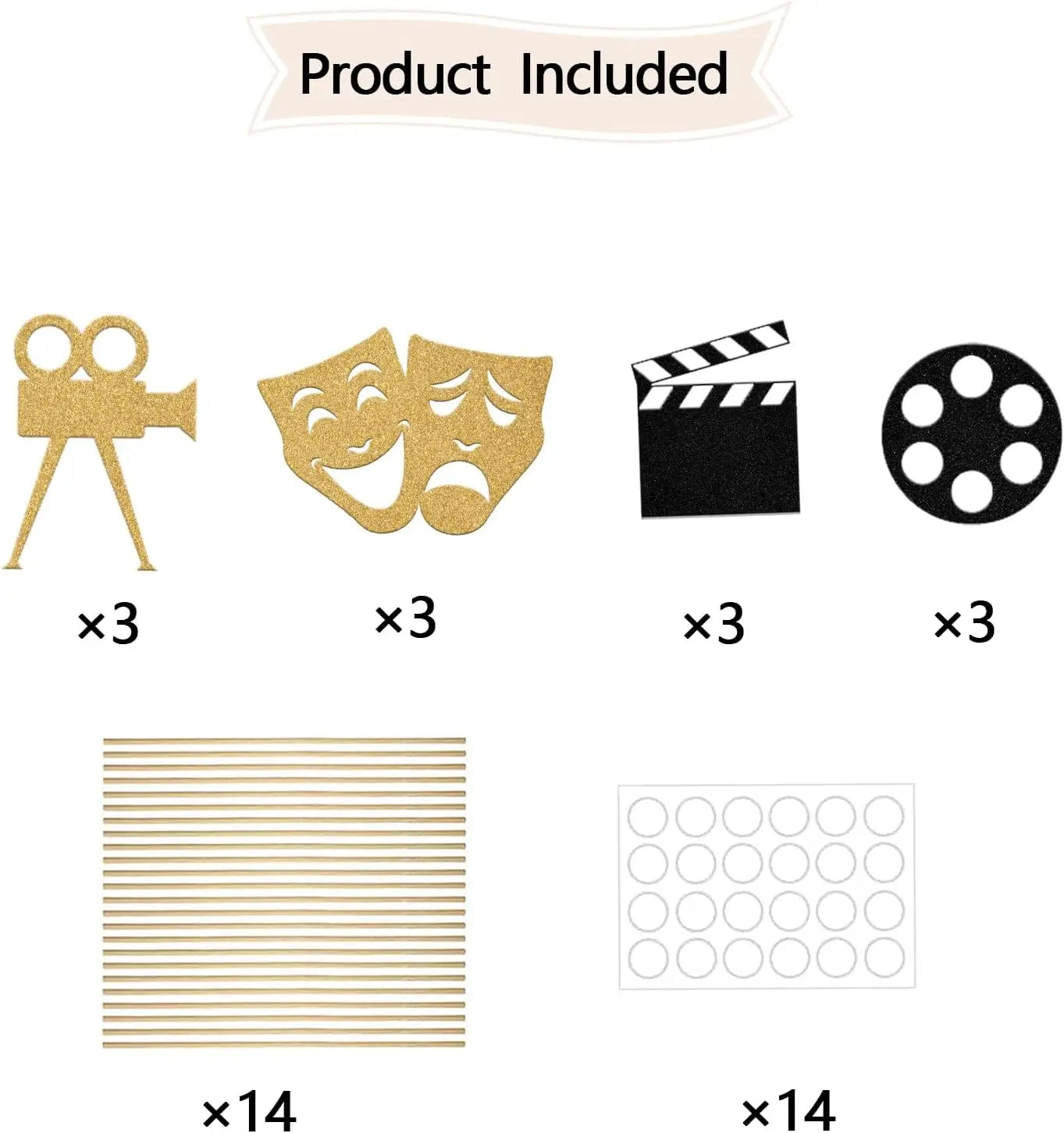 Hollywood Themed Movie Party Table Supplies Drama Mask Center Stick