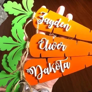 Easter and Thanksgiving 3 Custom DIY Personalized Carrot Easter Basket Label Creative Easter Wooden Easter Decoration