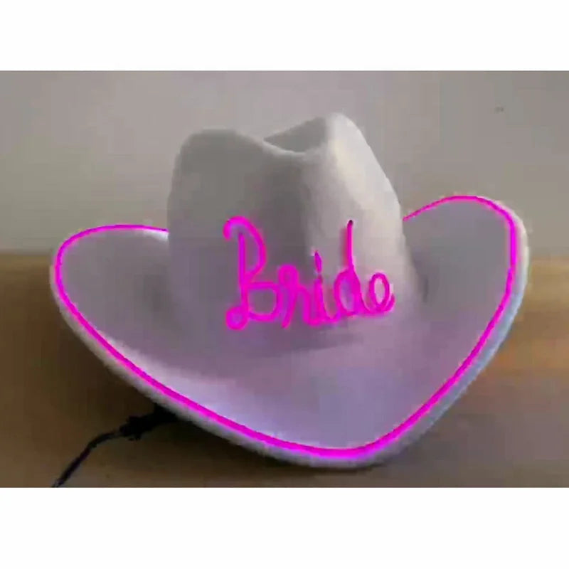 Bachelorette Party 1 New Arrival Funny Cowgirl Party Hat Bachelorette Party Dress Up Cowboy Hat Glow White Bridal Party Hat