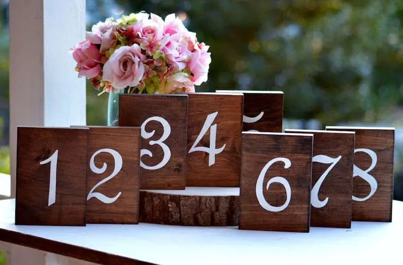 1 Wedding party, wooden table number, country wedding table number, stand-alone wedding ornament, woodland wedding table number